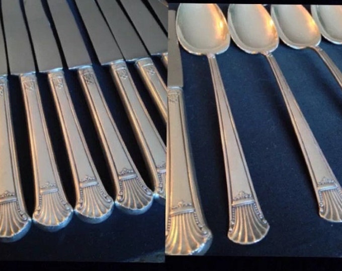 Storewide 25% Off SALE Antique 57pc International Silver Co. New Coventry Pattern Sterling Silver Flatware Service For 8 With Matching Servi