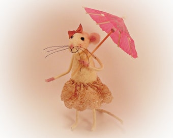 Cute mouse, Needle felt mouse, Felt ballerina mouse, White mouse, Needle felt animal, Needle felt miniature, Birthday gift, Home decor