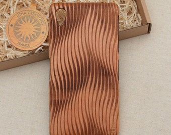 Psychedelic Design ''Vagues'' Natural Cherry Wood Phone Case iPhone 5/5s, 5C, 6 6 plus 7 7 plus