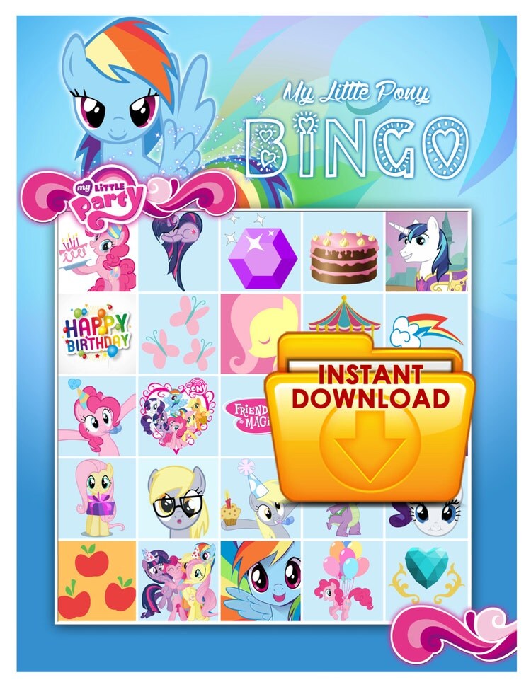 My little pony printable Bingo Game Birthday by PartyDesignsDIY