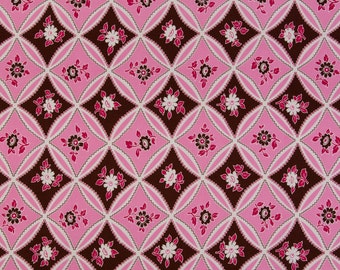 Jennifer Paganelli Sis Boom OOP Fabric for Free Spirit - Bell Bottom - Mary Trellis JP 10 in Pink/Brown - One Yard