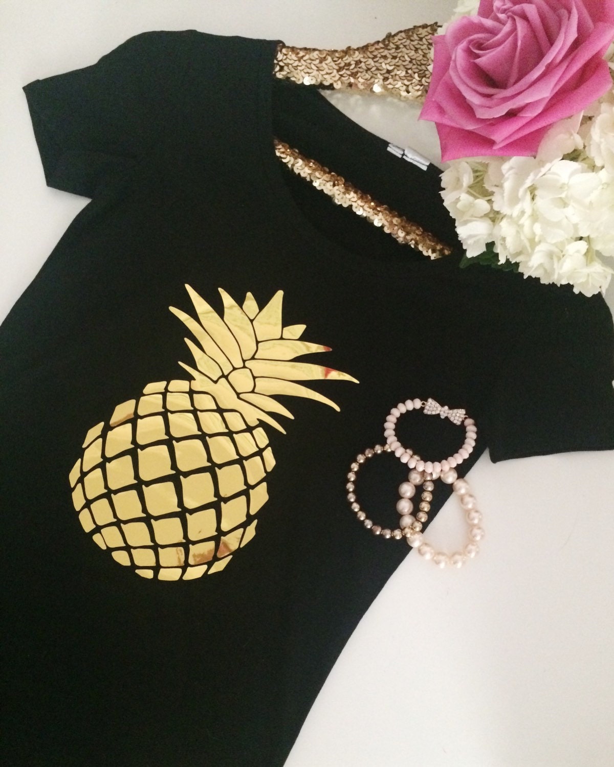 Gold Metallic Pineapple T Shirt By Fancyitpretty On Etsy