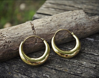 Bronze earrings. Tribal jewelry. Boho hoop earrings.