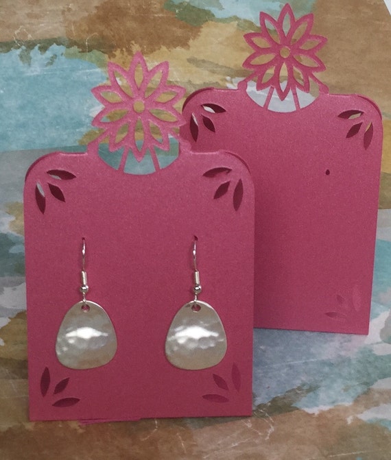 Items similar to Earring Display Card, Pink Pearlized Flower Earring Display Tent, Jewelry