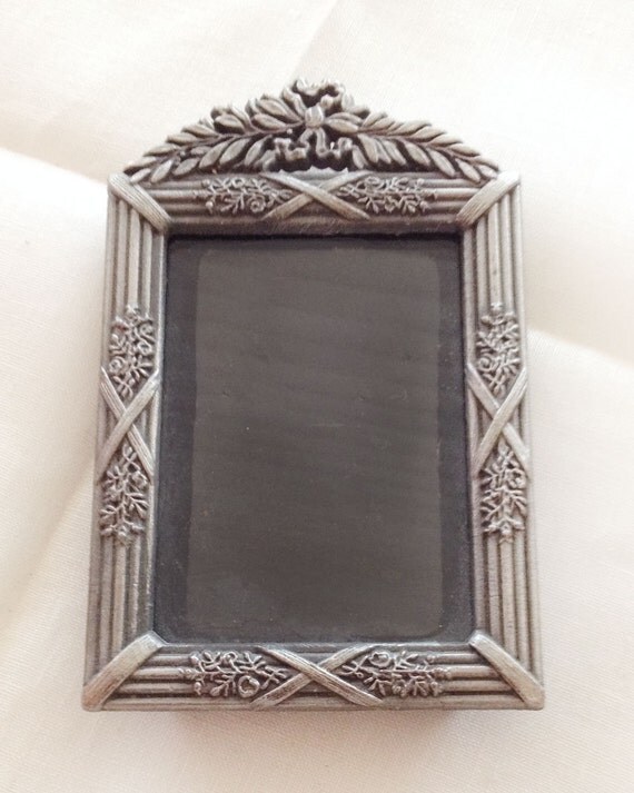 Vintage Pewter Picture Frame With Velvet Backing