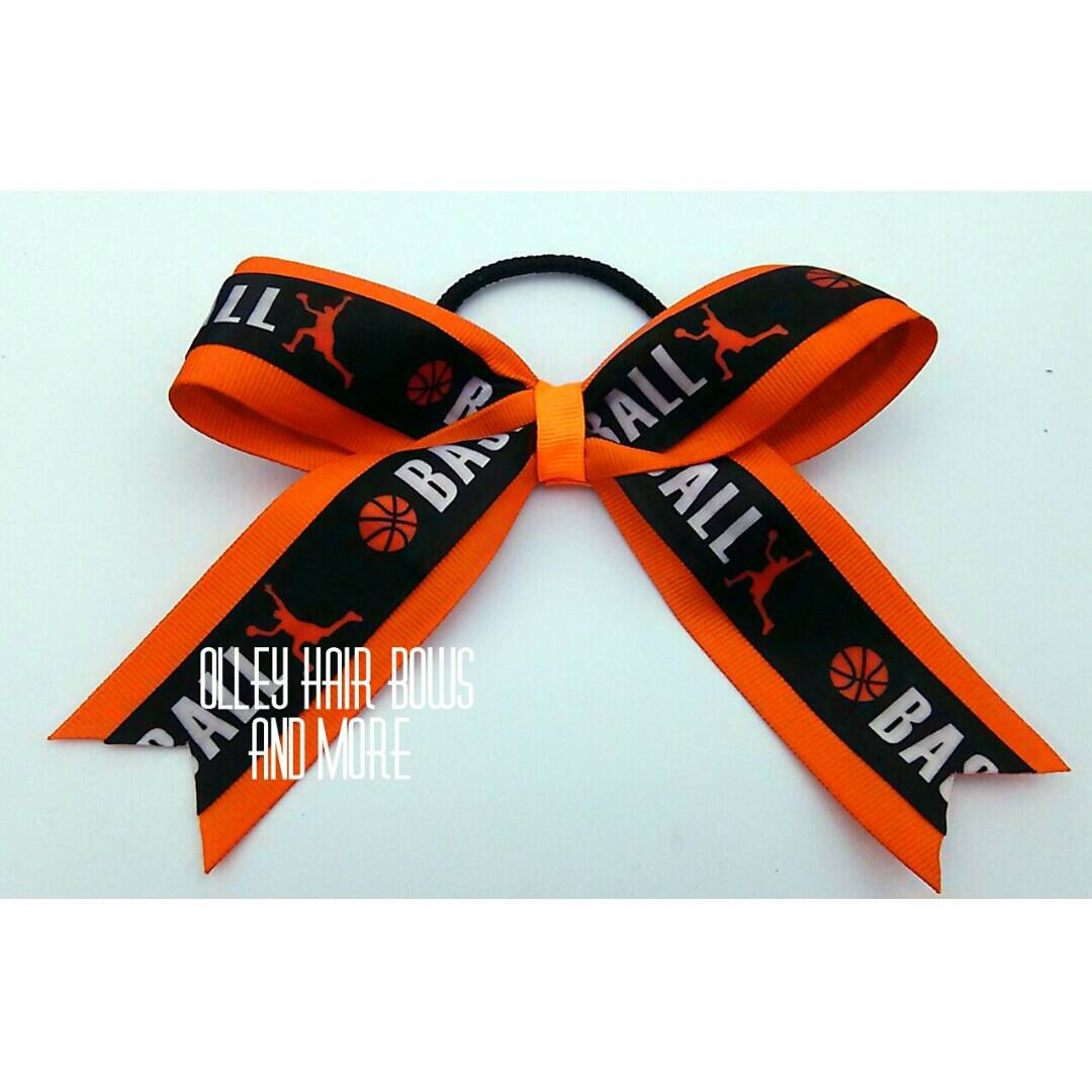 Basketball Cheer Hair Bow Basketball Hair Bow by OlleyHairbows