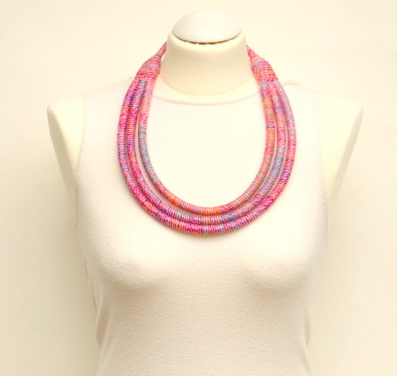 SALE Fabric rope necklace colorful statement rope by MyBeata