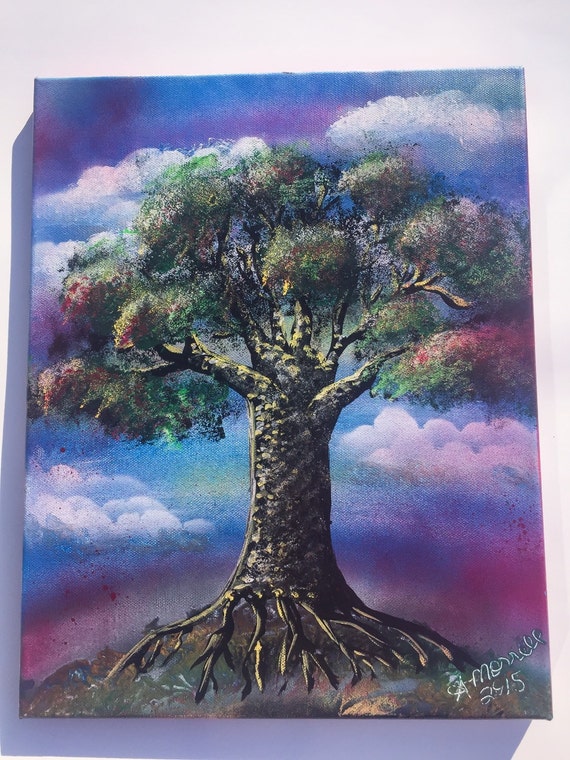 Tree of Life Painting Spray Paint Art on by AngiesCosmicStudio