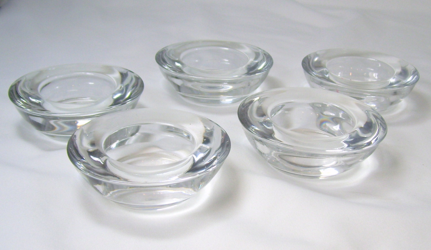 Lot of 5 Vintage Clear Glass Castors Furniture Leg Feet Slides Glides