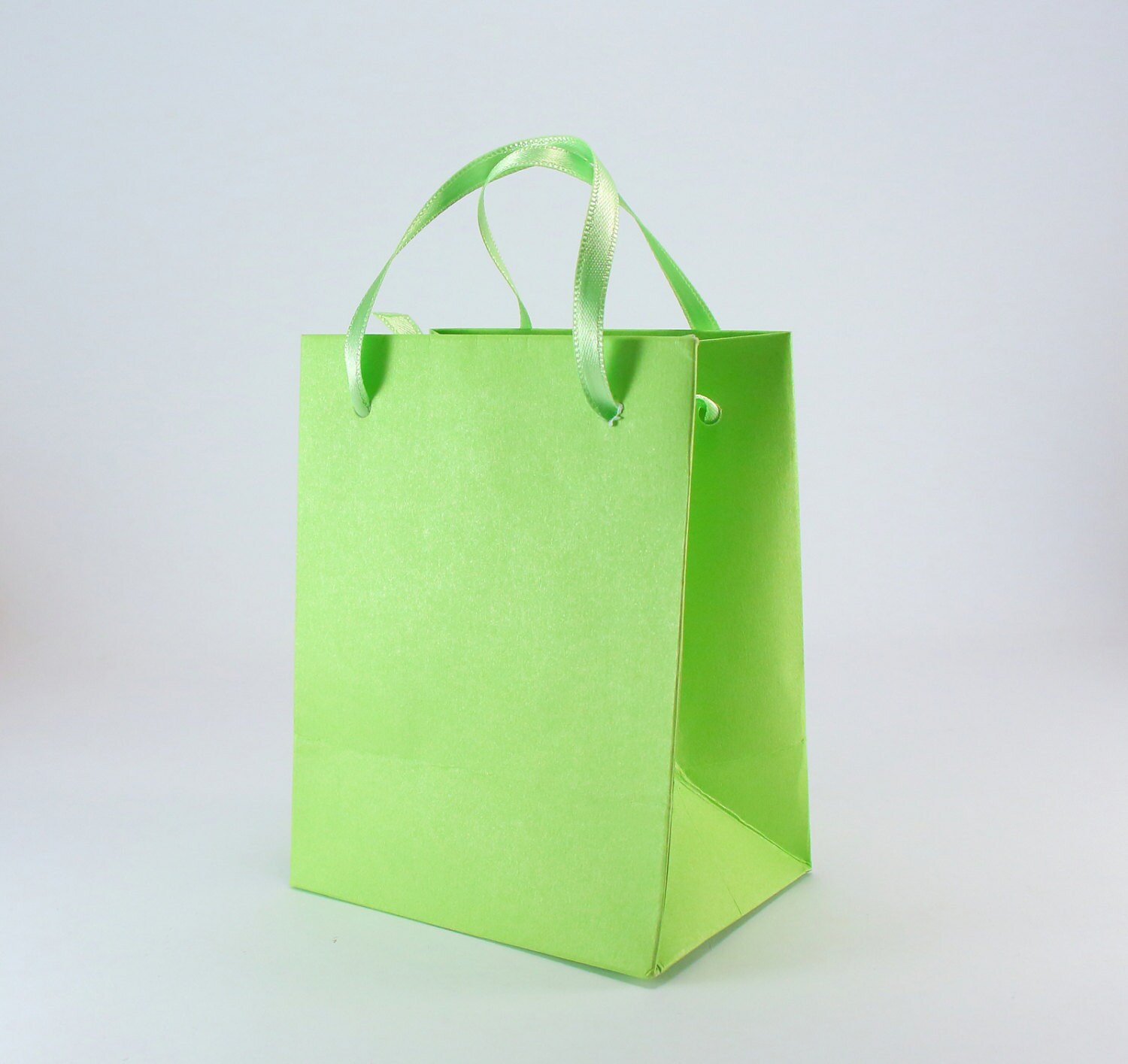 45 Extra Small Gift Bags in Lime Green Color with sating