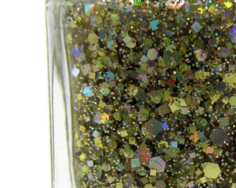 Gold Crown Nail Polish, Full Size, 15ml, Holographic, Glitter Topper, Handmade Polish, 5 Free, Cruelty Free, Pinup Beauty
