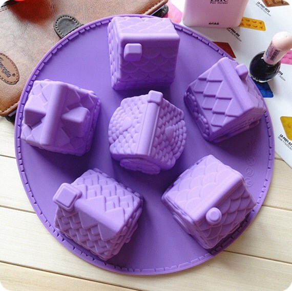 Creative 6cavity House Room Soap Mold Flexible Silicone Mold