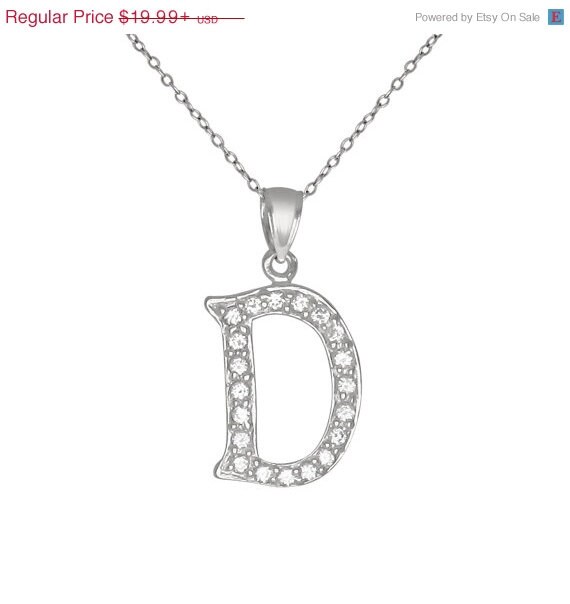 ON SALE Sterling Silver .925 D Initial Pendant by EJewelryPlus