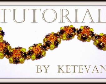 BEADING TUTORIAL - PATTERN of bracelet "spring", with swarovski crystals, pdf download file.