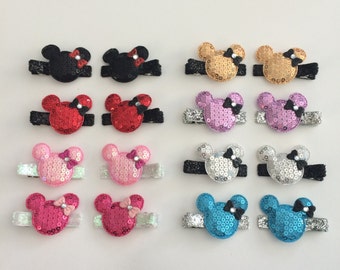 Minnie Mouse hair clips, Disney inspired hair clips, 1 pair or 1 clip you choose color.
