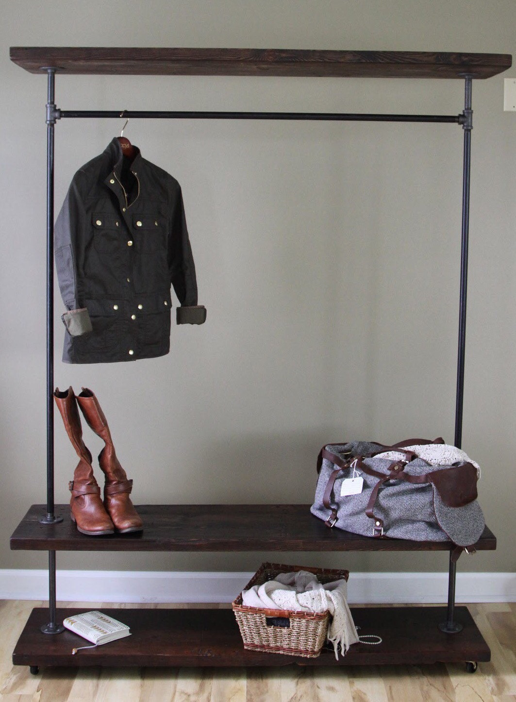 Garment Rack Reclaimed Wood Clothing Rack Vintage Rolling