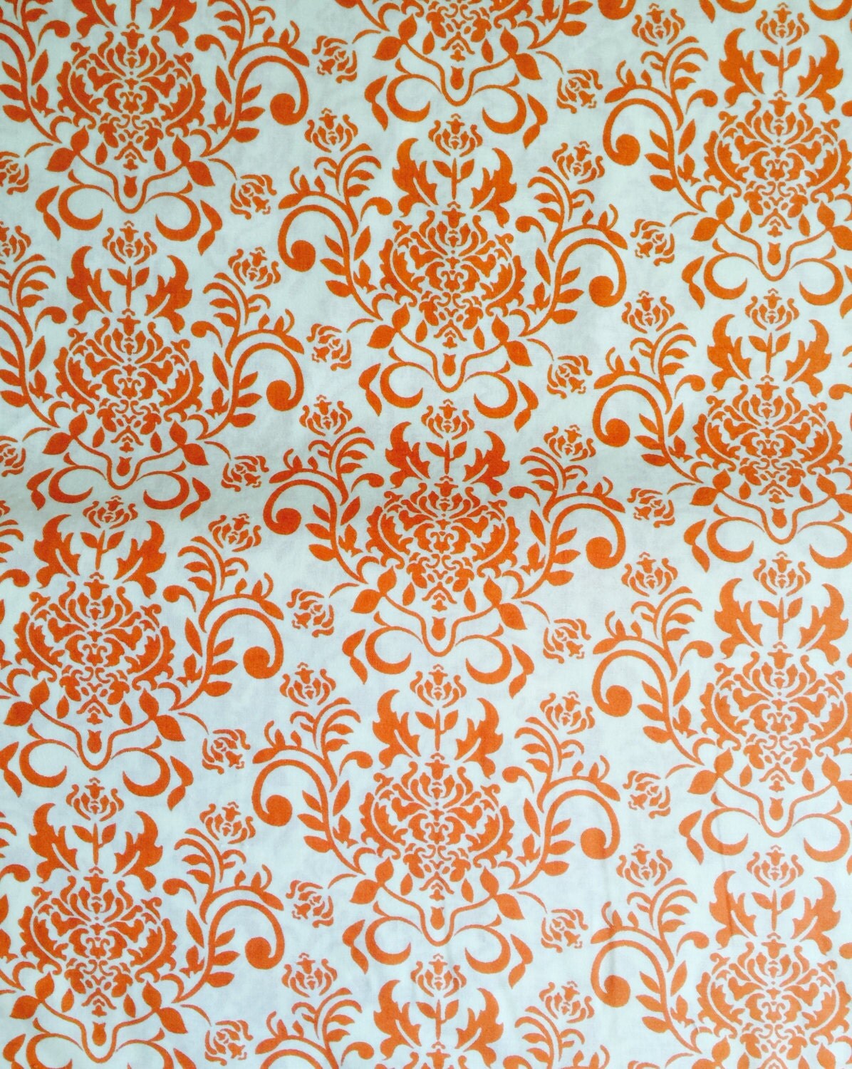 Keepsake Calico Fabric Orange Damask on White