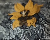 Mothers Day Gift Yellow leather brooch Jewerly to a dress Elegant brooch Leather flower Decoration of the leather Brooch flower leather Mothers Day Gift Yellow leather brooch Jewerly to a dress Elegant brooch Leather flower Decoration of the leather Brooch flower leather