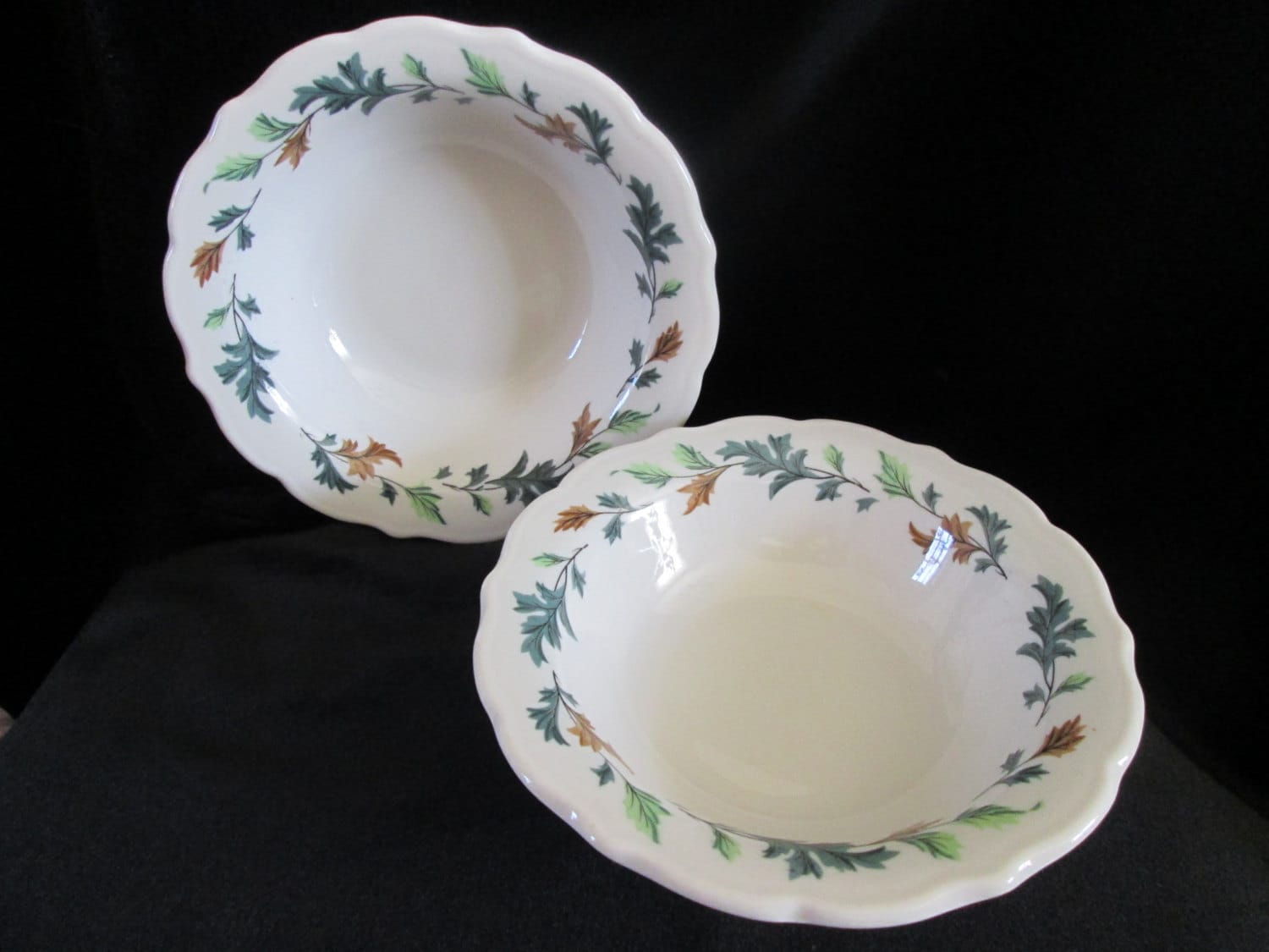 Vintage Syracuse China Kingswood Pattern Greens and Brown Leaf