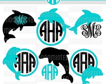 Dolphin SVG Cut Files - Monogram Frames for Vinyl Cutters, Screen Printing, Silhouette, Die Cut Machines, & More