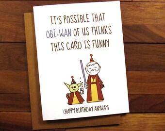 Funny Birthday Card - Star Wars Birthday Card with Drink Recipe - Funny Star Wars Card - Obi-Wan Card - Yoda Card