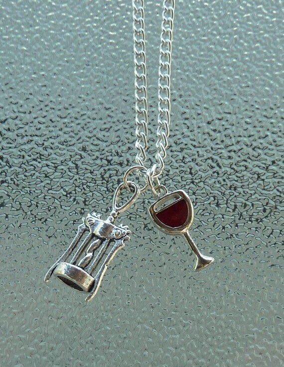 Wine glass necklace wine jewelry bottle opener wine wine