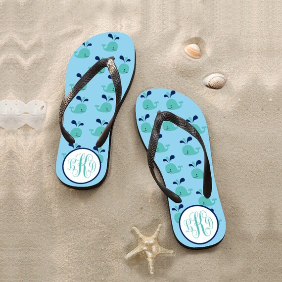 Custom Flip Flops wedding monogram sandals beach by OnlyOneGift
