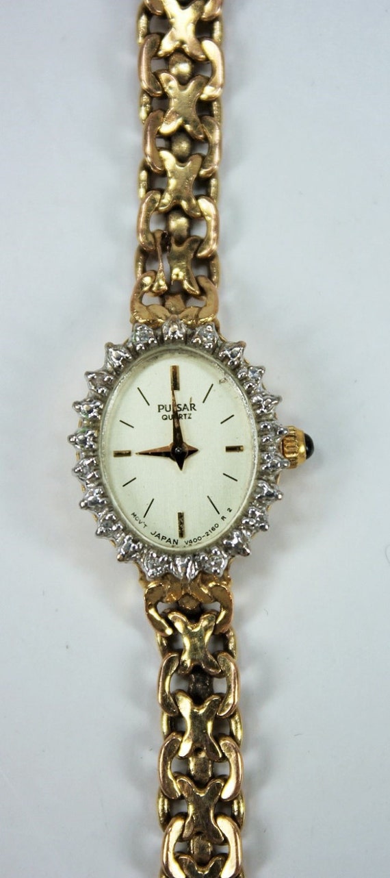 Vintage Pulsar 14K Yellow Gold Wristwatch 14K Link Bracelet 10