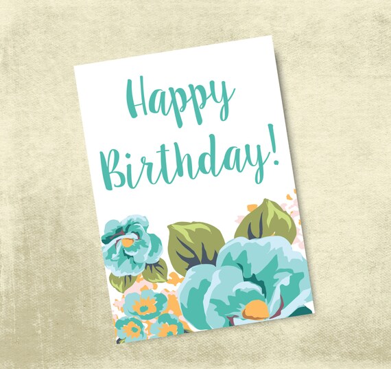 Instant Download Happy Birthday Blank Inside Card Rustic