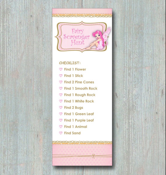 Scavenger Hunt List >> Fairy Pink and Gold Scavenger Hunt Printable CAN BE Scavenger Hunt List >> Fairy Pink and Gold Scavenger Hunt Printable CAN BE