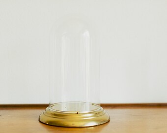 Vintage Glass Display Dome - Brass