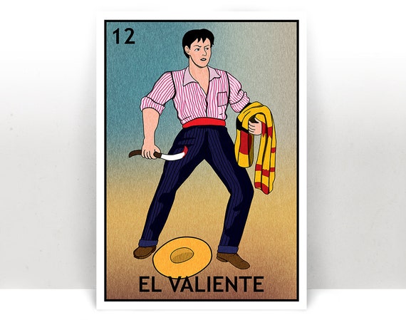 El Valiente Lotería The Brave Man Mexican by PrintableAndAwesome