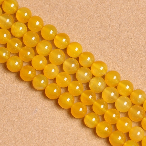 Natural Yellow Agate Beads Round Polished Natural