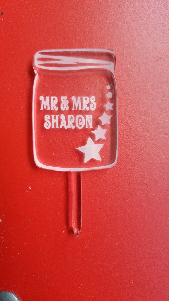 Items similar to Customized Mason Jar Cupcake Toppers Acrylic Cupcake