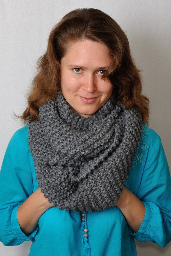 Chunky cowl scarf Hooded Scarf Knit Infinity by MeetBestKnit