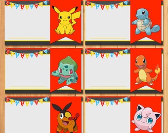 Pokemon Food Tents Chalkboard * Pokemon Food Label * Pokemon Birthday * Pokemon Printable * Pikachu Party * Pokemon Party Favor