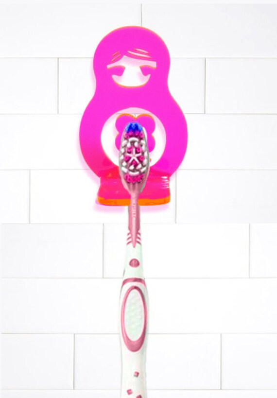 Babushka toothbrush holder stand With silicone vacuum by mysheyne