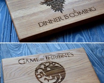 Dinner is coming Cutting Board Game of Thrones Stark family Wooden Custom Engraved Chopping Board Personalized Gift for Boyfriend Brother