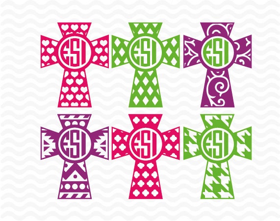 Download Monogram Cross designs Set 2 SVG DXF EPS cutting files