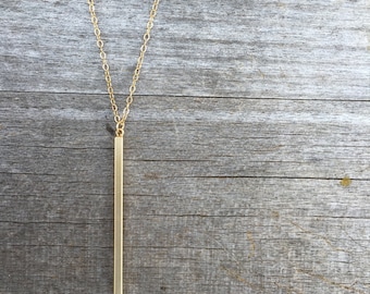 Gold Vertical Bar Necklace -Gold Necklace -Modern Necklace- Gold Stick Necklace - Gold Necklace - Simple Necklace - Bar Necklace