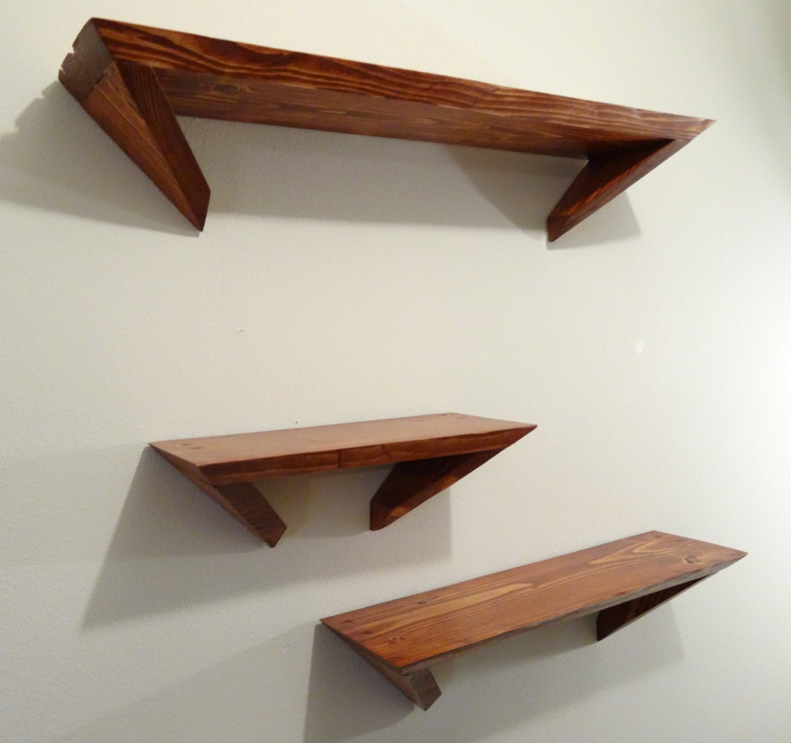 Pine Angle Shelves Set of 3