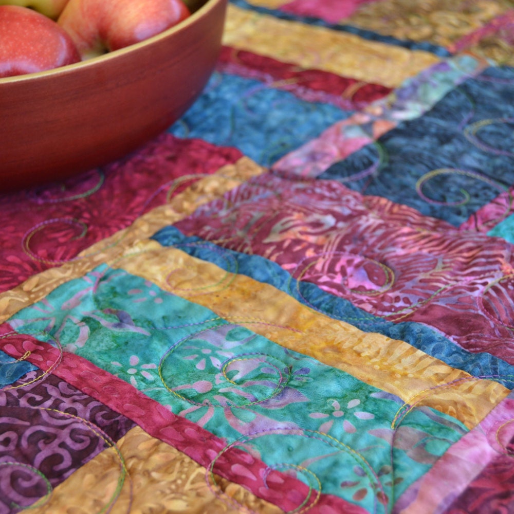 Batik Quilt Square Quilted Tablecloth by MommaBearsQuilts on Etsy