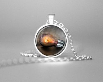 LIGHT BULB NECKLACE Light Bulb Charm Necklace Light Bulb Pendant Light Bulb Jewelry Light Bulb Art Creativity Necklace Creativity Pendant
