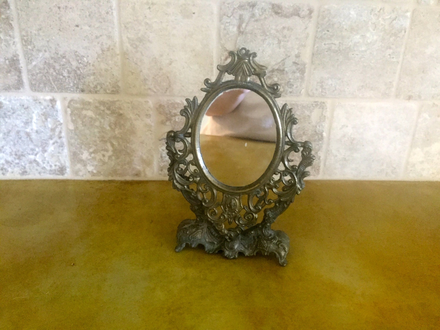 SALE Vintage Italian Antique Gold Vanity Mirror by kelandmel
