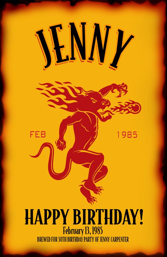 FIREBALL WHISKY BIRTHDAY Labels. by CreativeLabelDesigns on Etsy