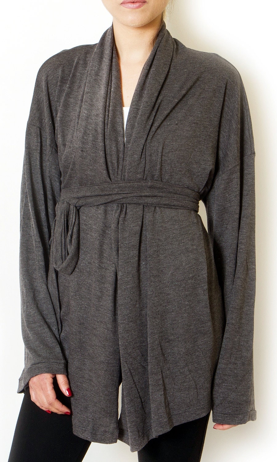 India long gray cardigan plus size