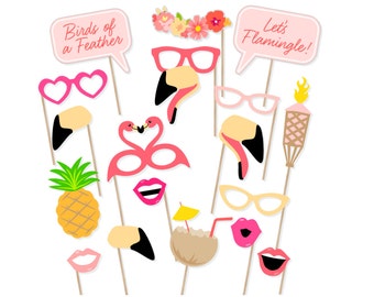 Printable Flamingo Party Photo Booth Props - Flamingo Photobooth Props - Flamingo Printable Props - Flamingle Party - Pink Tropical Party