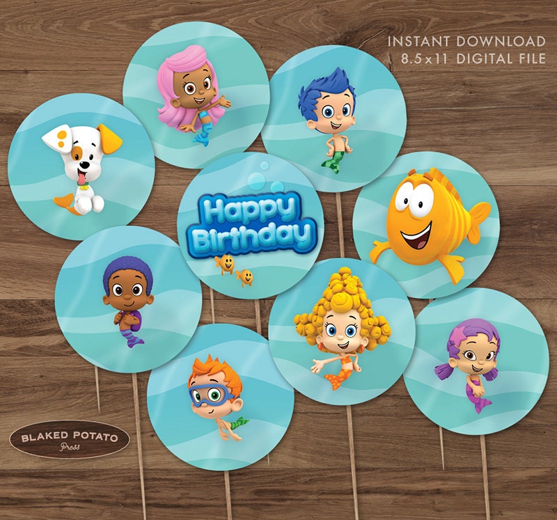 Bubble Guppies Cupcake Toppers Instant by BlakedPotatoPress