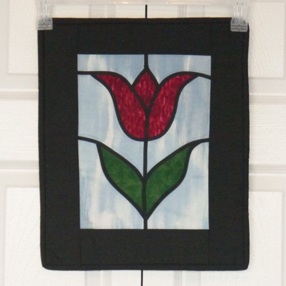 Items similar to Stained Glass Tulip Quilted Wall Hanging on Etsy