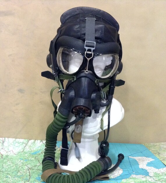 Flying helmet oxygen mask glasses Soviet pilot flight USSR